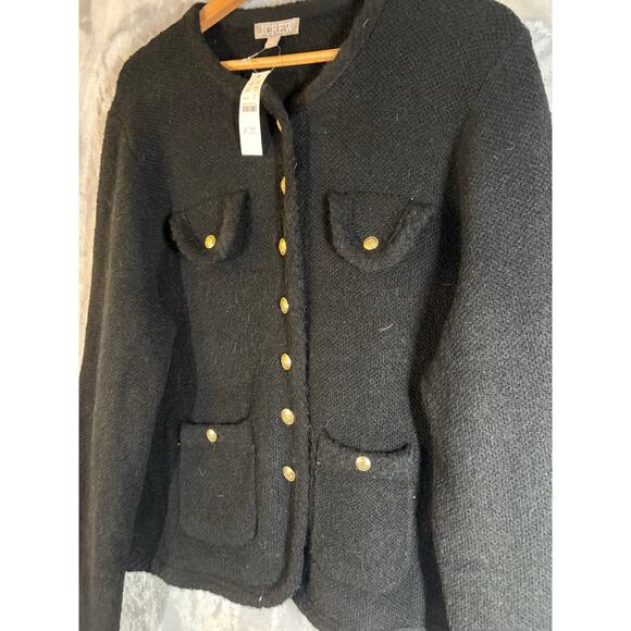 NWT J. Crew Lady Jacket Textured Merino Wool Cardigan XL Gold Buttons Preppy - Picture 5 of 15